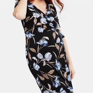 Motherhood Maternity Black Floral Midi Dress